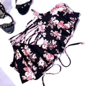 Blu Lace Up Swim Top